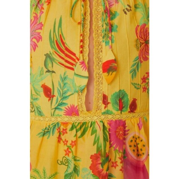 💕FARM RIO💕 Yellow Delicate Fruit Garden Sleeveless Blouse ~ Medium NWT - Picture 11 of 16